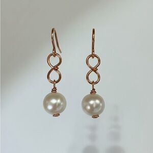 Infinity Freshwater Pearl Drop Earrings